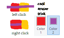 an explanation on how to use mspaint layer like technique by using the eraser with the right click
